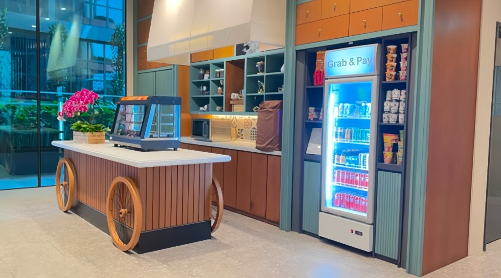 Snack and drink vending machine with counter area inside Citadines Rochor Singapore