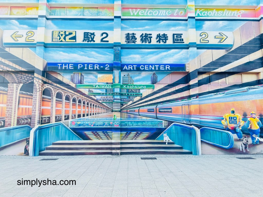 Mural of Pier-2 Art Center with different colors