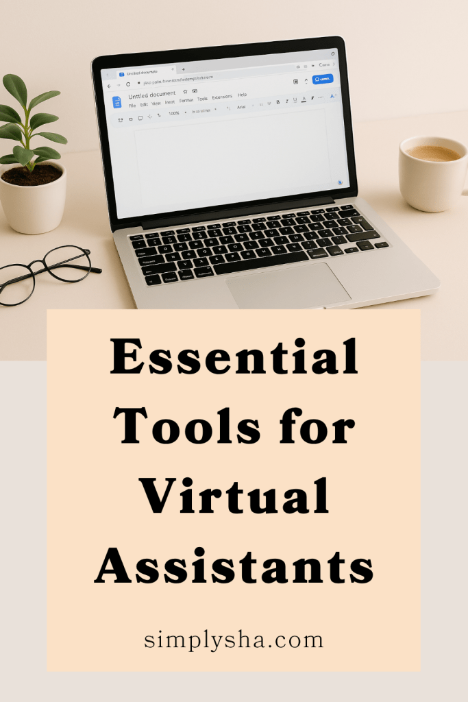 Laptop on a desk with a cup of coffee and a pair of eyeglasses and a small plant