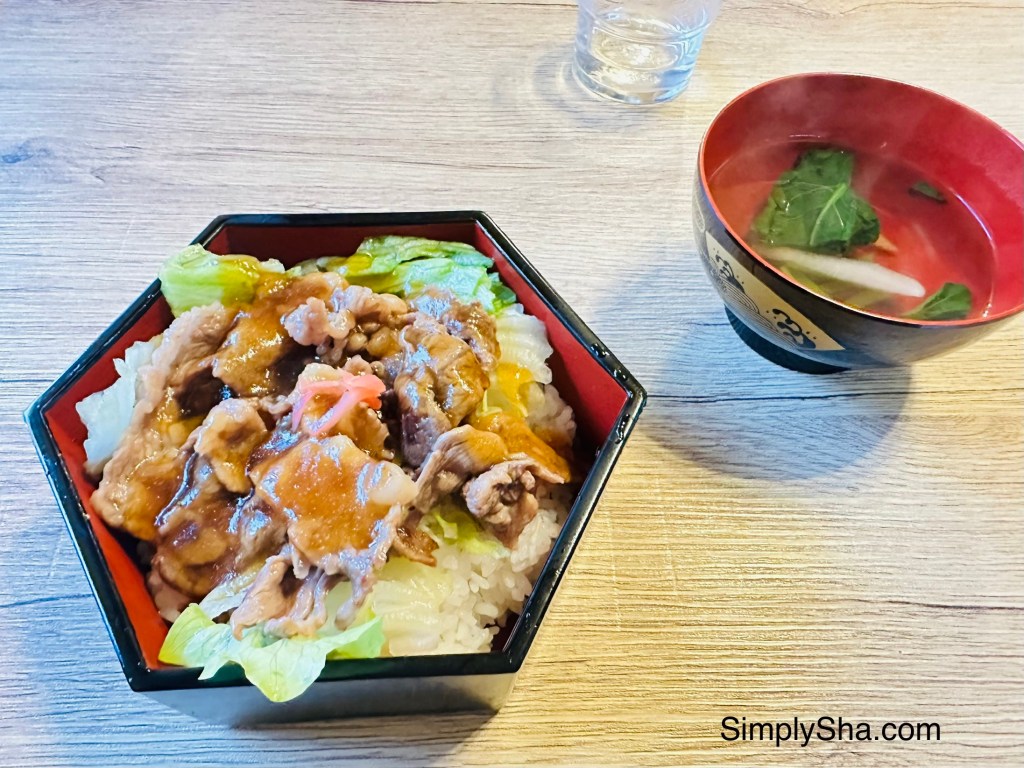 Hida beef rice bowl with miso soup served at a local restaurant in Takayama