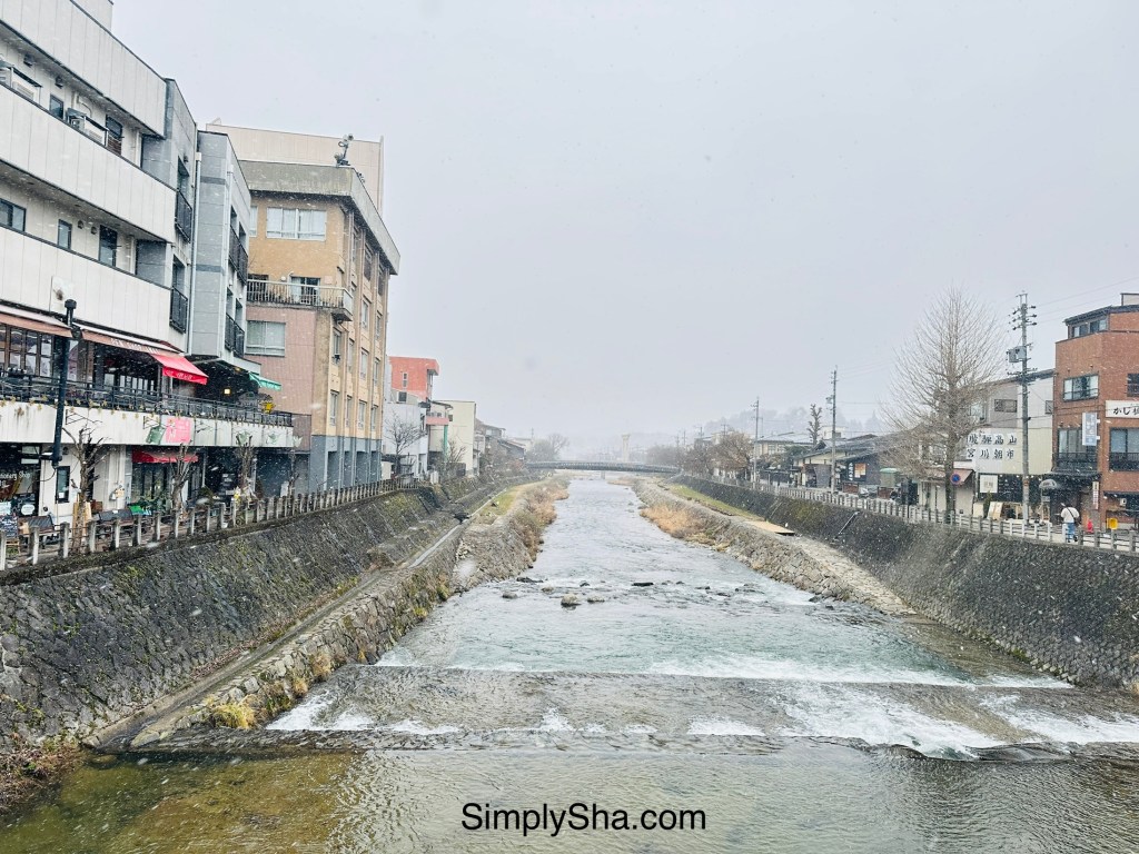 Miyagawa River view in Takayama during winter