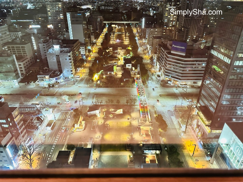 Night view of Sakae district from Mirai Tower observatory in Nagoya