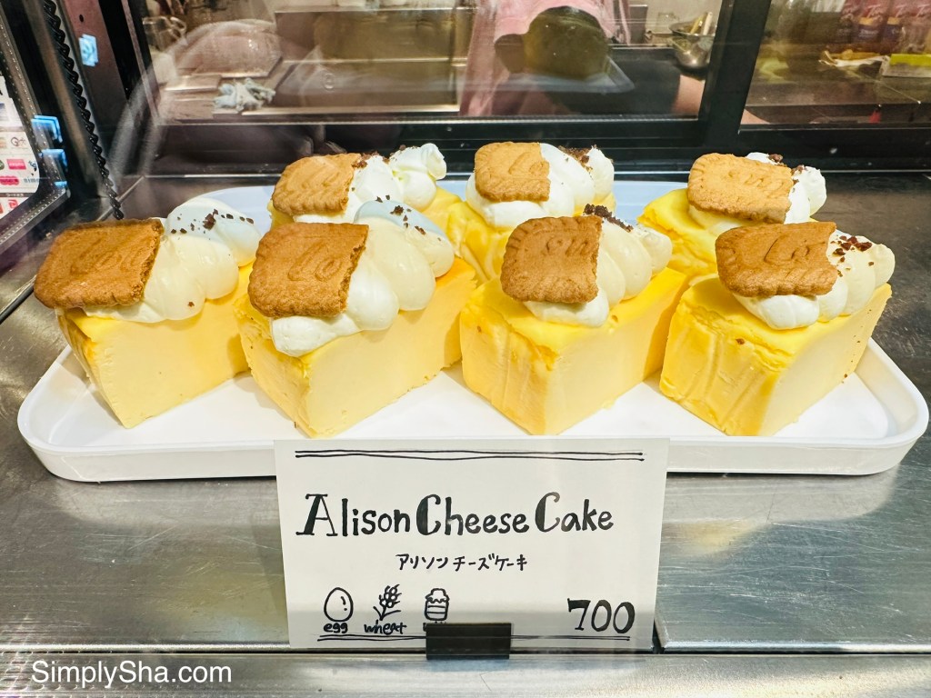 Alison Cafe cheesecake dessert display at Mirai Tower Nagoya