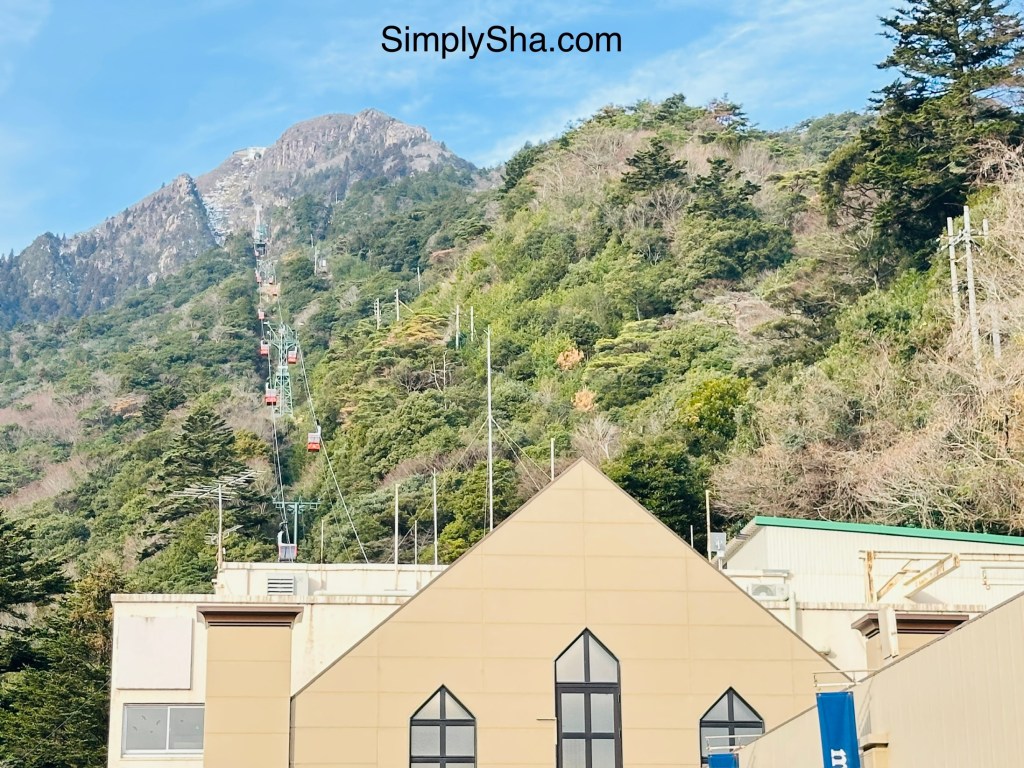 Mt. Gozaisho Ropeway with gondolas ascending the mountain in Mie Prefecture