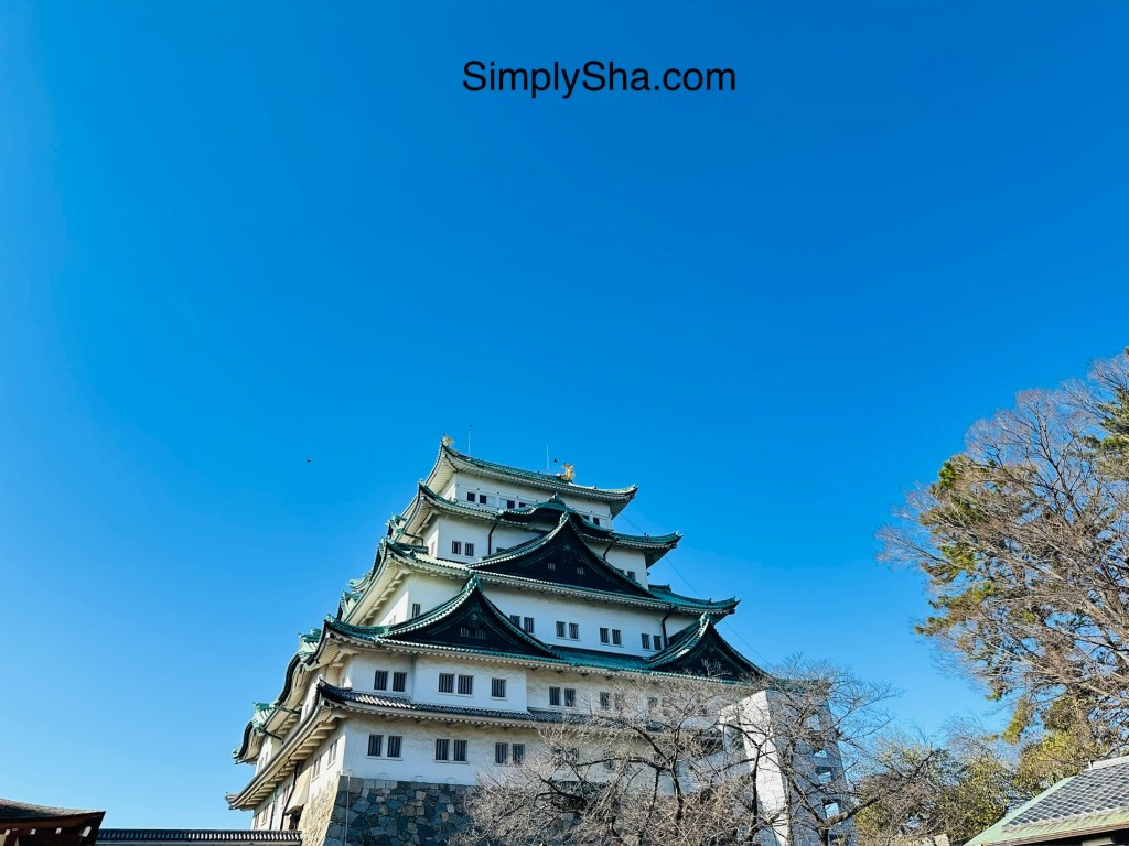 Main keep of Nagoya Castle viewed from the castle grounds in Nagoya, Japan