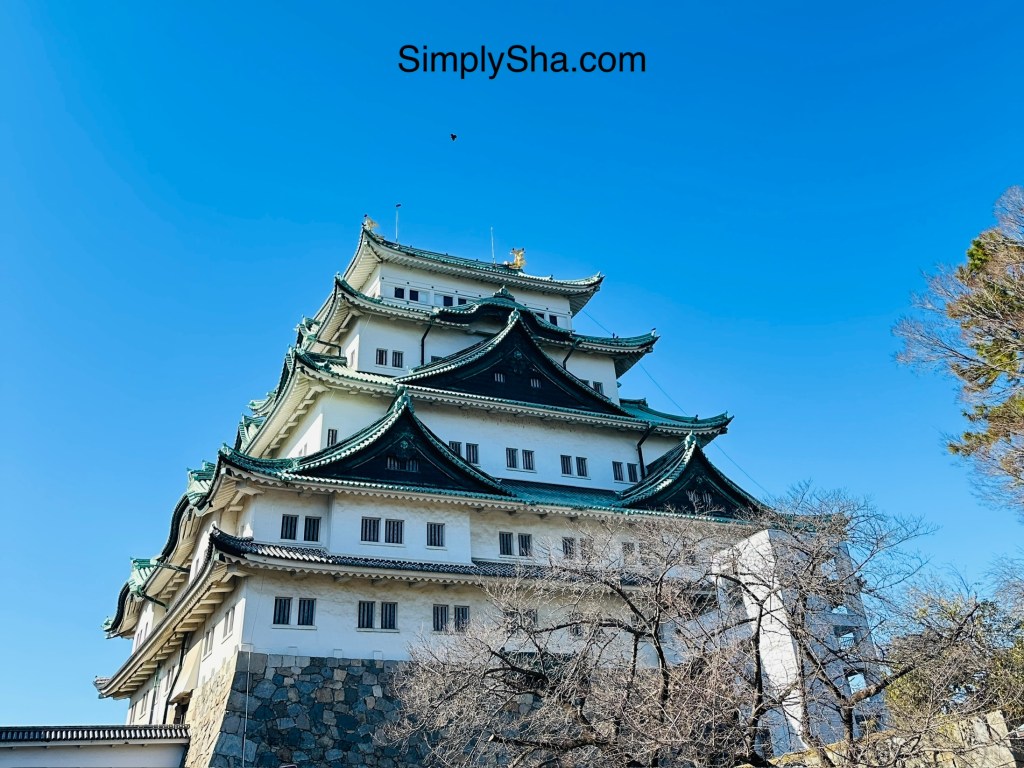 Main keep of Nagoya Castle viewed from the castle grounds in Nagoya, Japan