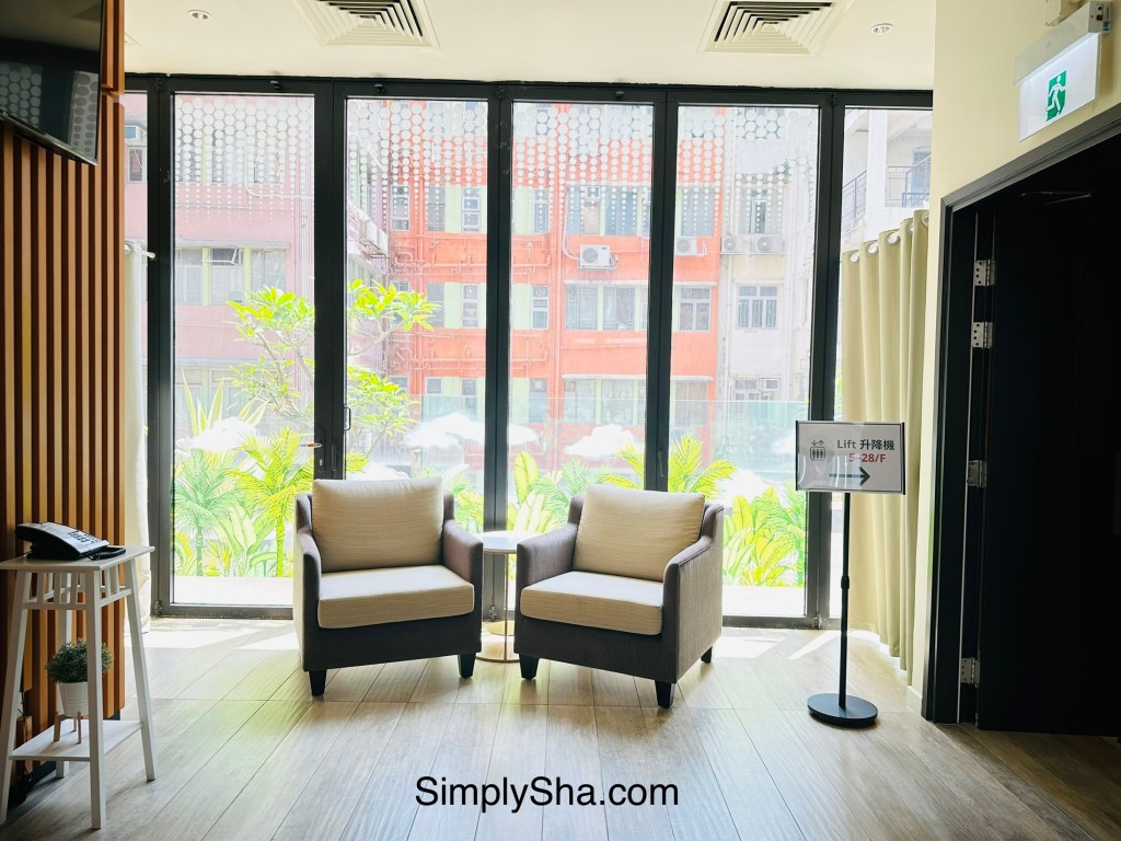 Lobby seating area at The Beacon in Mong Kok, Hong Kong