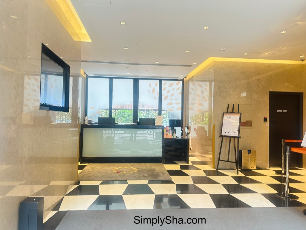 Modern lobby reception at The Beacon in Mong Kok, Hong Kong