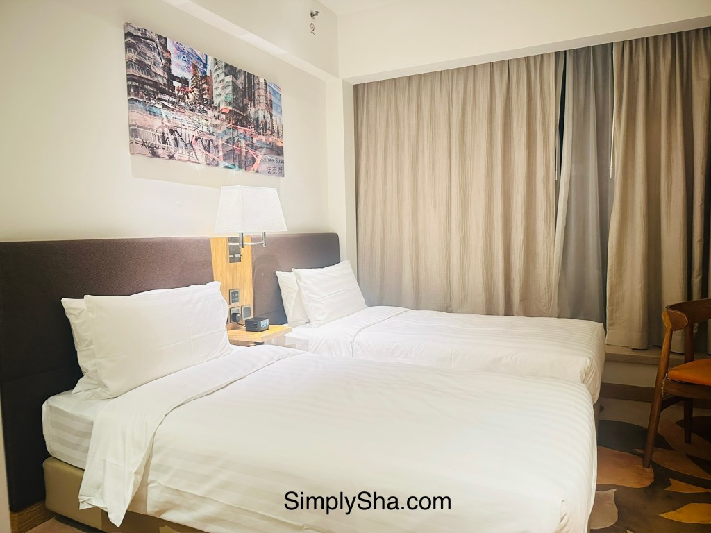Twin guest room at The Beacon in Mong Kok, Hong Kong