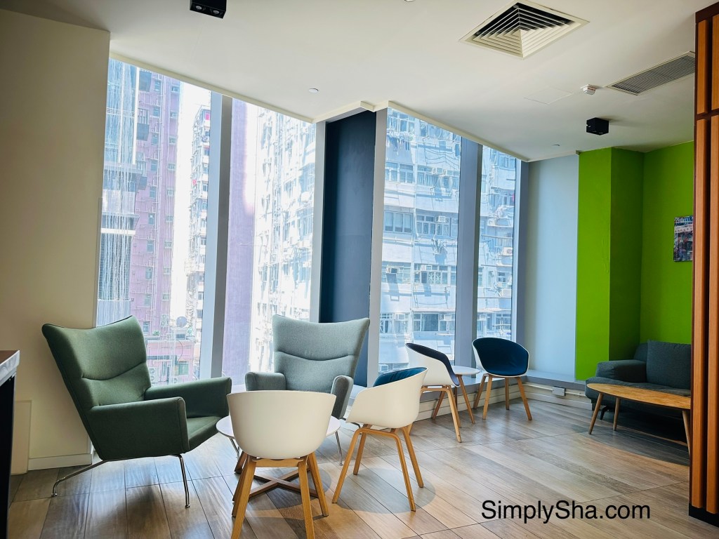Guest lounge with city views at The Beacon in Mong Kok, Hong Kong