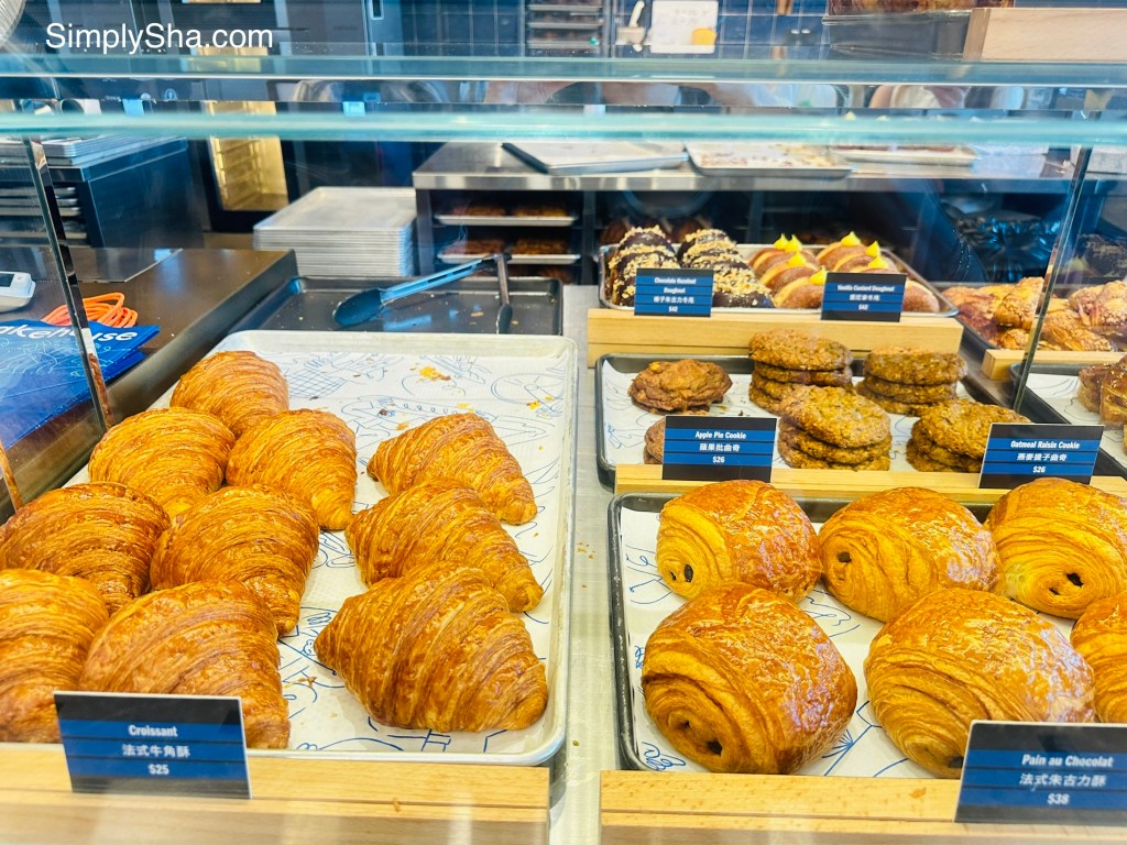 Freshly baked croissants and pastries displayed at Bakehouse in The Peak, Hong Kong.